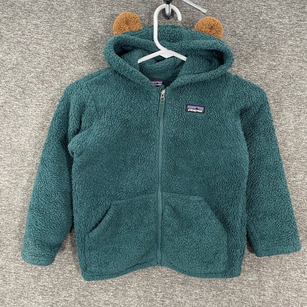 Patagonia Baby Furry Friends Fleece Hoody Youth 5T Green Full Zip STY61155
